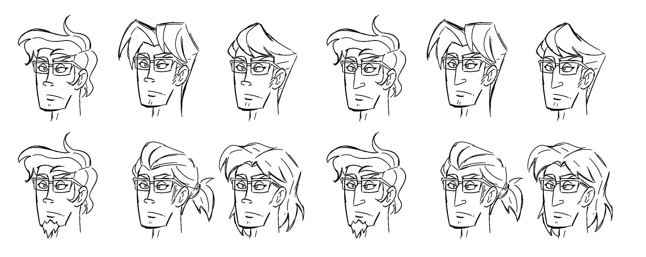 Sam Concept Sketches (Face + Hair)